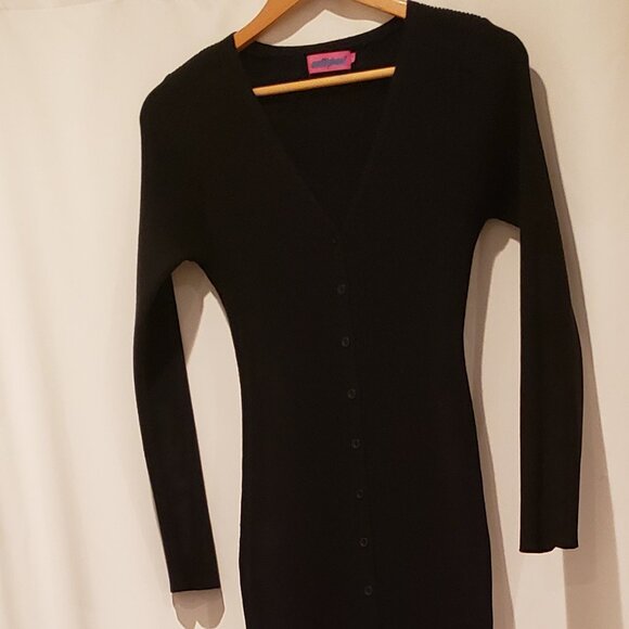 Edikted Jazlyn Long Sleeve Black Ribbed Sweater Dress Size Large - Picture 6 of 15